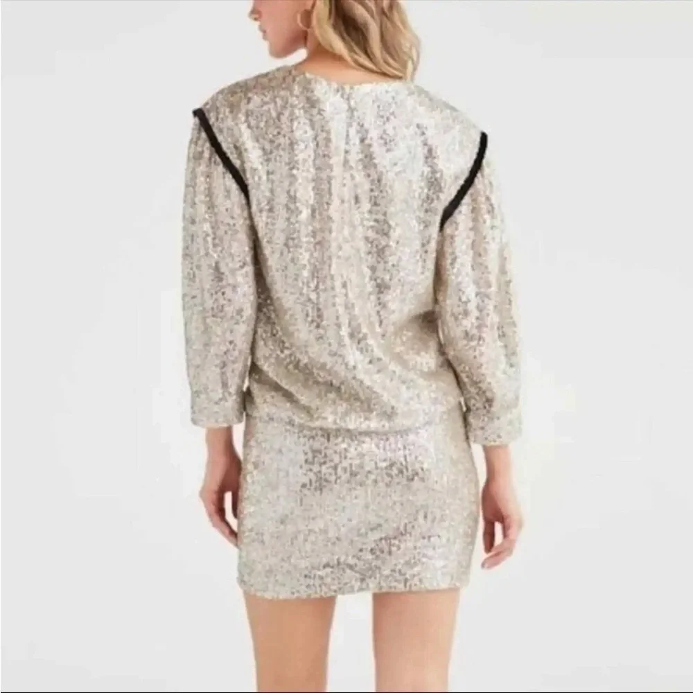 NWT 7 For all Mankind by Revolve Sequin Dress In silver & black contrast Medium - Picture 2 of 14